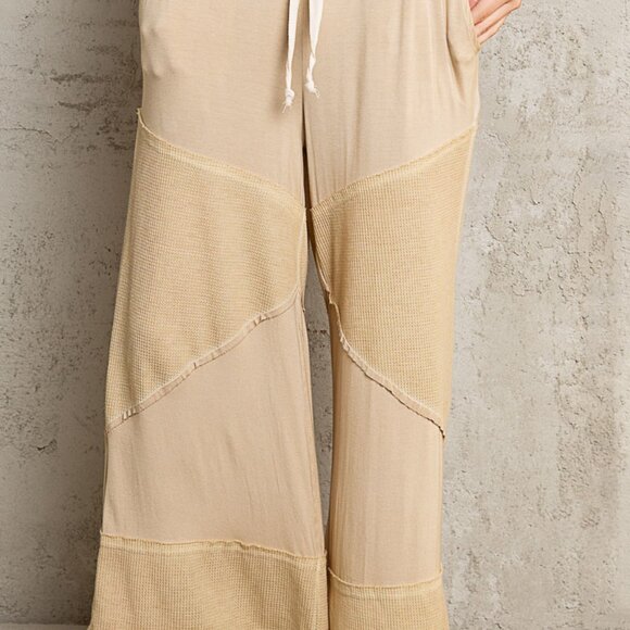 PP28 POL Black BETTY gray loose knit culotte pants featuring ribbed fabrication - Picture 4 of 4